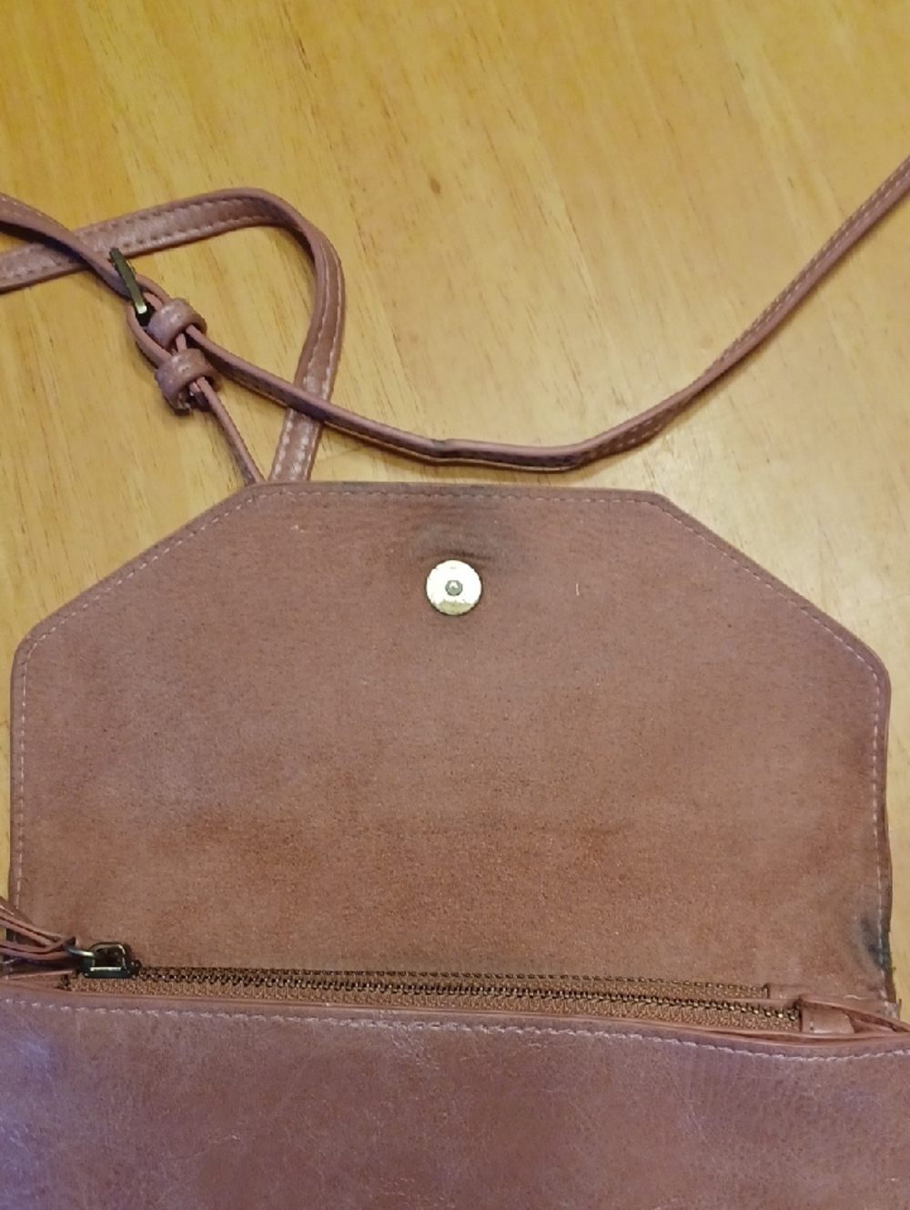 Anthropologie Women's Crossbody Wallet Bag in Mauve Brown Vegan - Picture 9 of 14